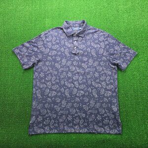 Polo Ralph Lauren Polo Shirt Mens Large Blue Paisley Short Sleeve Preppy‎ Golf